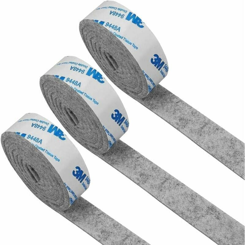 Adhesive Felt, 5 Rolls (100 x 2cm), Free Cut to Any Size or Shape, Non-Slip Felt Pad for Protecting Table, Chair, and Sofa Legs, Grey
