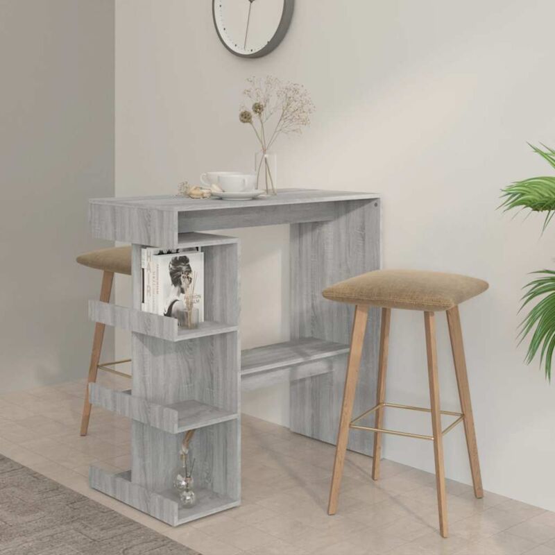 Bar Table with Storage Rack Grey Sonoma 100x50x101.5 cm Vidaxl