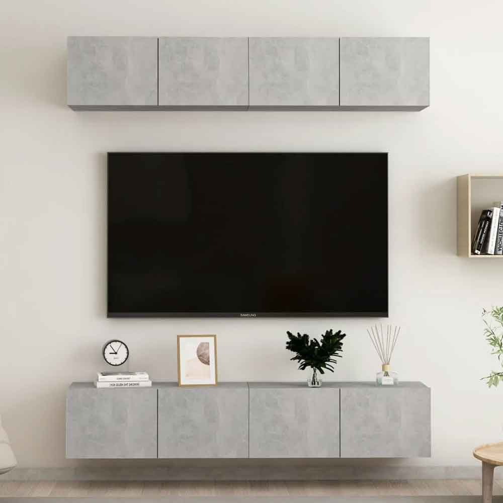Beaufort 80cm Wooden Entertainment Unit In Concrete Grey
