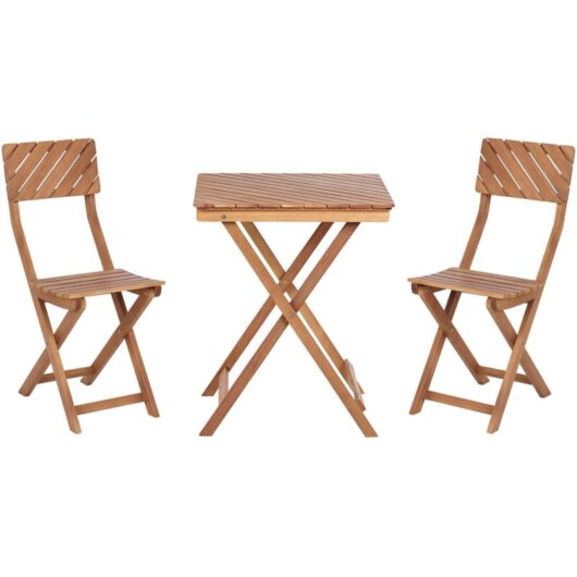 Beliani - Outdoor Patio Garden Furniture Bistro Set Dark Eucalyptus Wood Folding Ardore