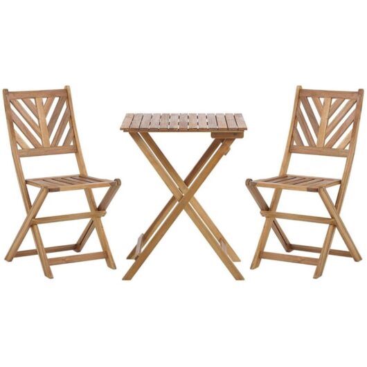 Beliani - Outdoor Patio Garden Furniture Bistro Set Light Acacia Wood Folding Terni