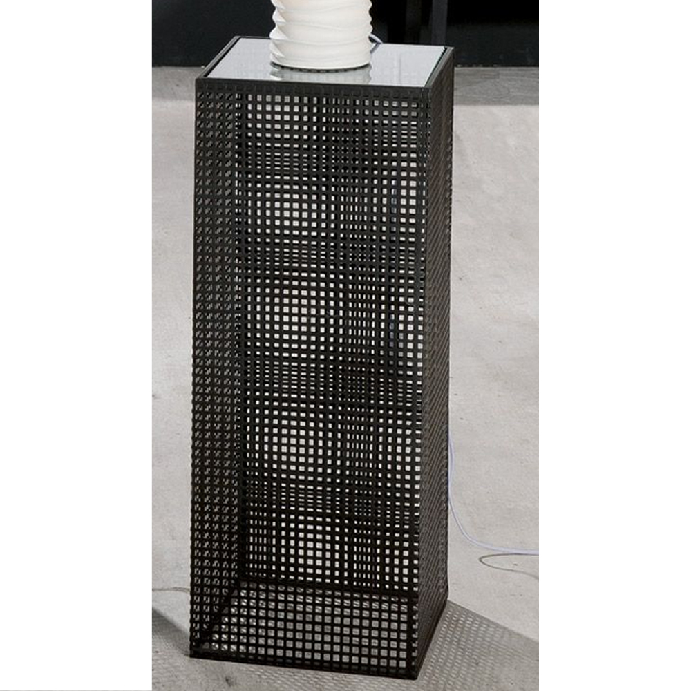Brockton Small Glass Metal Decorative Pillar In Black