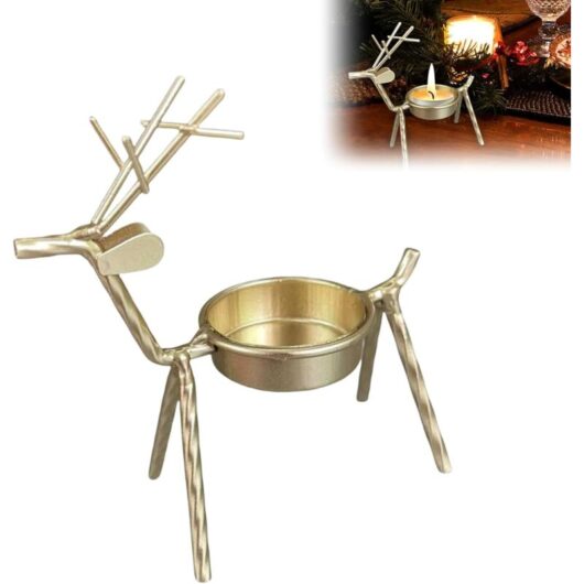 CCYKXA Set of 2 Decorative Deer-Shaped Candle Holders, Sturdy Stainless Steel Candlesticks for Romantic Dinner
