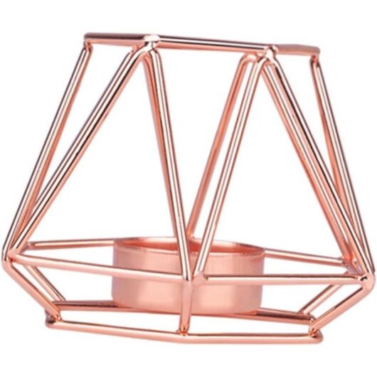 CCYKXA Small Rose Gold Candlestick Candle Holder Scented Lantern for Table Decoration