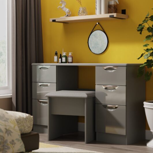 Camden Desk Grey 6 Drawers 128cm