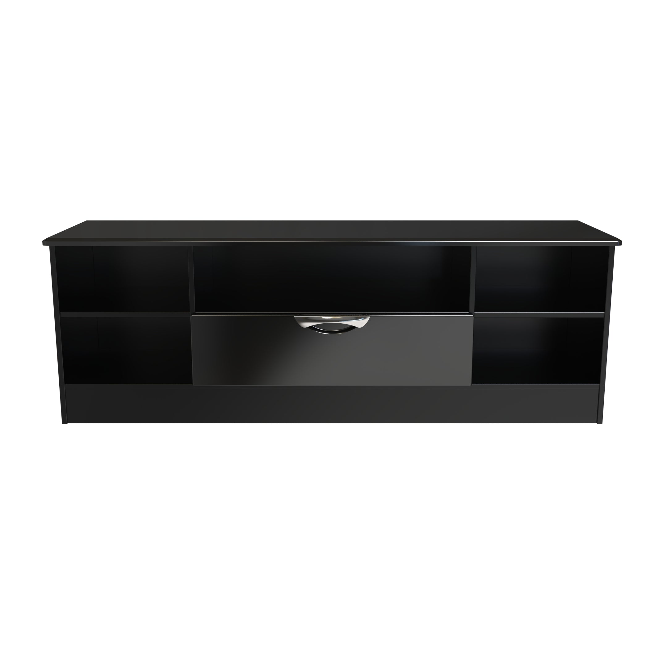 Camden TV Unit Black 5 Shelves 1 Drawer 146cm