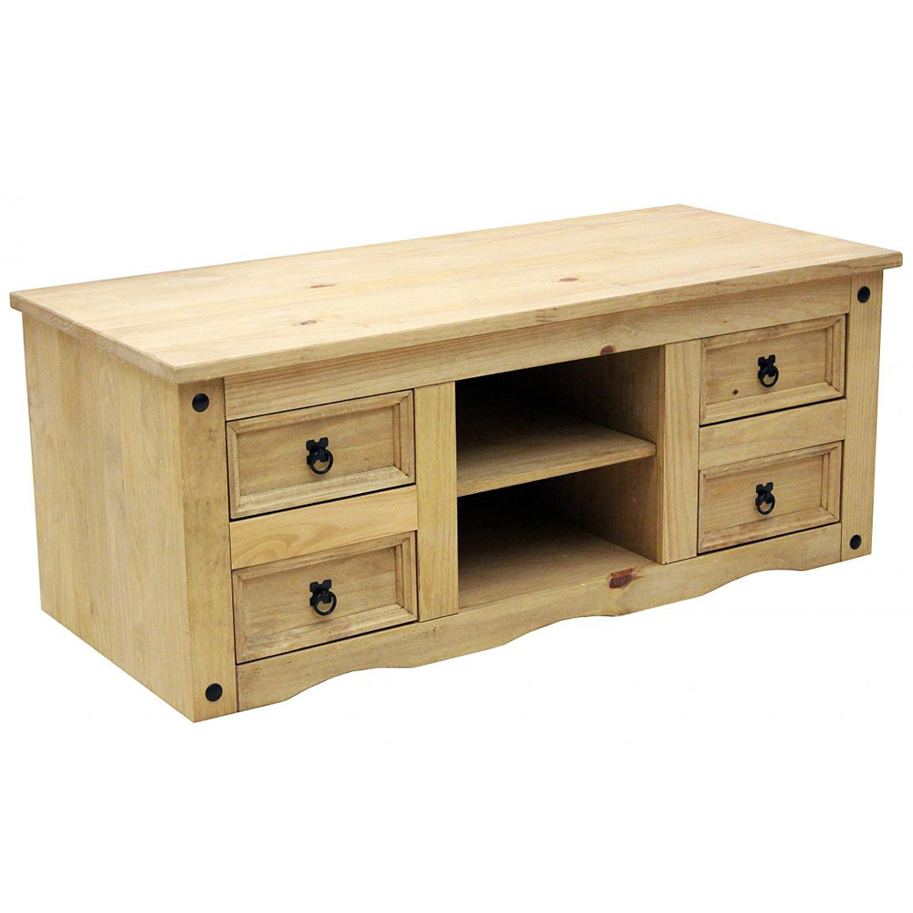 Carlen Wooden TV Stand With 4 Drawers In Distressed Oak