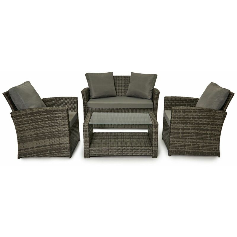 Evre - Rattan Garden Furniture Weave Wicker Sofa Set Conservatory Set Grey Roma