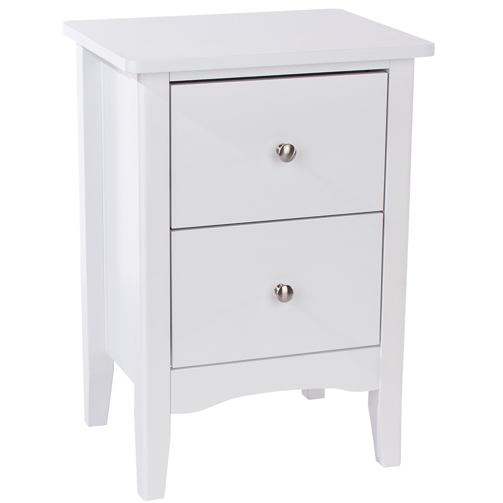 Kamuy Tall Wooden Bedside Cabinet With 2 Drawers In White