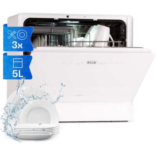 Klarstein Table Top Dishwasher, 6 Place Setting Mini Dishwasher, Quiet Operation Countertop Dishwasher w/ 7 Washing Programs, Compact Tabletop