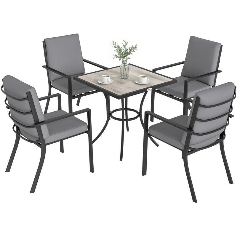 Outsunny 5 Pieces Outdoor Dining Set with Cushions, Garden Dining Set for 4