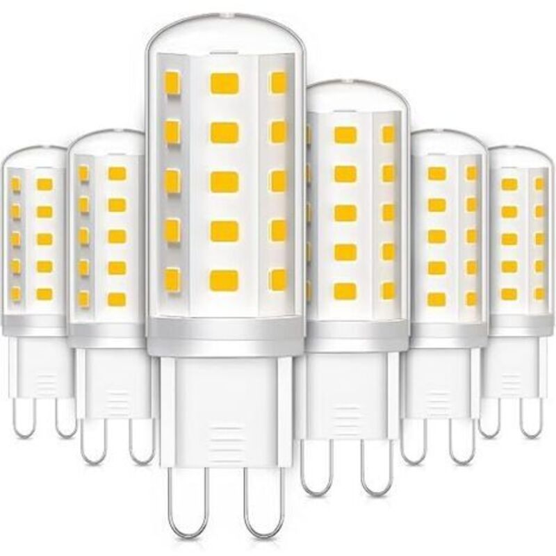 Pack of 6, G9 LED Bulbs, 3W Equivalent to 30W Halogen Lamp, Warm White 2700K 380LM Flicker-Free AC/DC 220-240V for Bedroom Living Room Kitchen