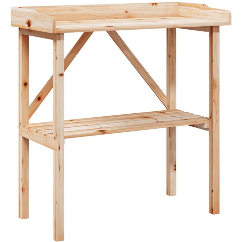 Plant Table with Shelf 78x38x82.5 cm Solid Wood Fir vidaXL