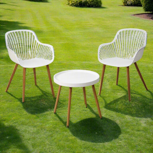 Recycled Plastic Garden Furniture Set White by Croft - 2 Seats