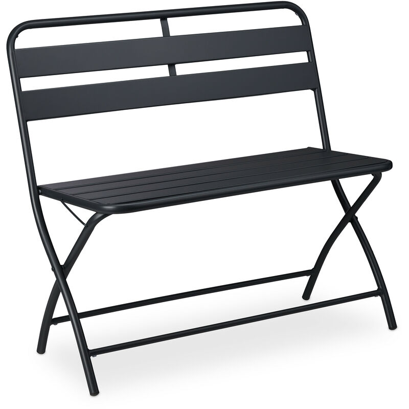 Relaxdays - Garden Bench, foldable, hbt: 83,5x90x49 cm, weatherproof, 2-seater, garden, balcony, folding bench, steel bench, grey