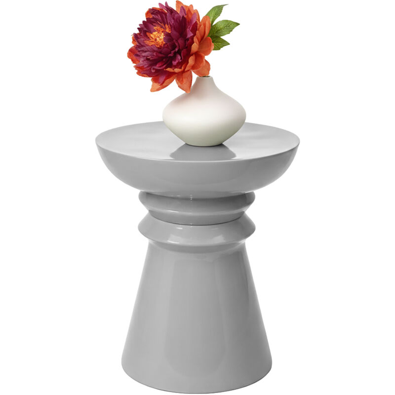 Relaxdays Side Table & Stool, Cone Design, Living Room Decor, HxD: 45 x 38 cm, Metal, Light Grey