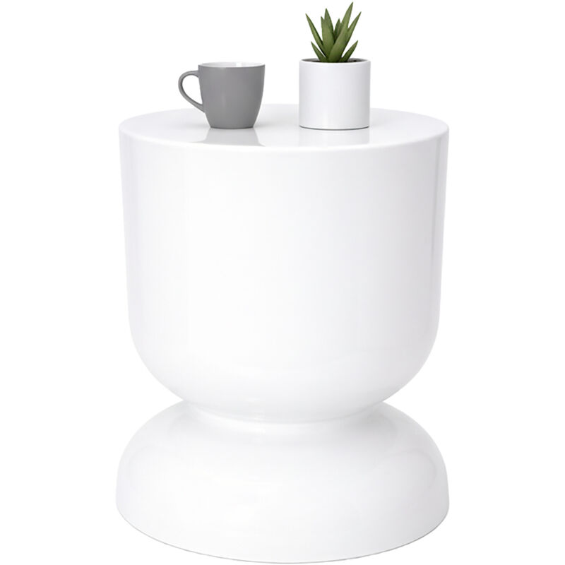 Relaxdays Side Table & Stool, Hourglass Design, Living Room Decor, HxD: 46 x 36 cm, Iron, White