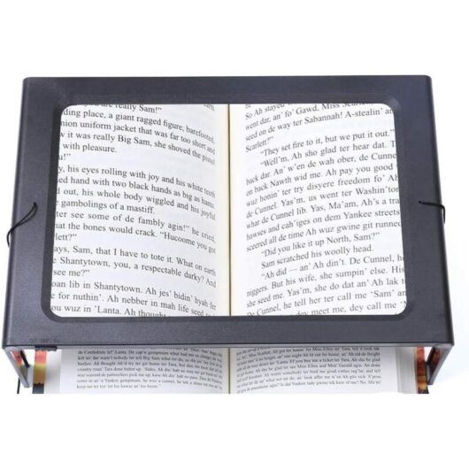 Serbia - Loupe rectangulaire pliable pleine page mains libres avec 12 lumières led pour lire, travailler