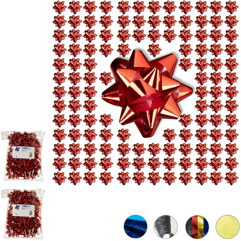 Set of 300 Relaxdays Gift Bows, Self-Adhesive, Bows for Christmas and Birthday Presents, Ø 5 cm, Red