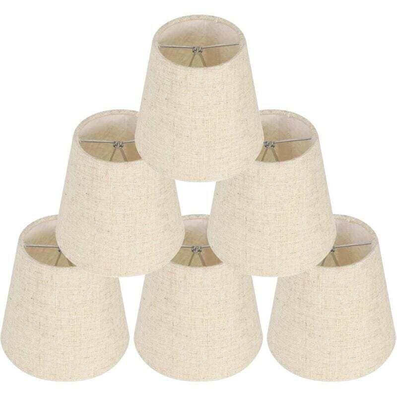 Set of 6 lampshades for table lamps, clip-on lampshades, replacement linen lampshades, small clip-on lampshades for bedside tables, crystal wall