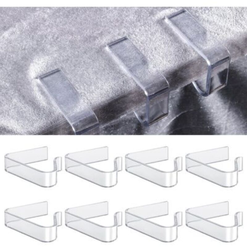 (Small Size) 8 Pieces Plastic Tablecloth Clips, Clear Tablecloth Holder Clamps for Tables 3.6 to 5.6 cm Thick, for Christmas Party, Wedding,