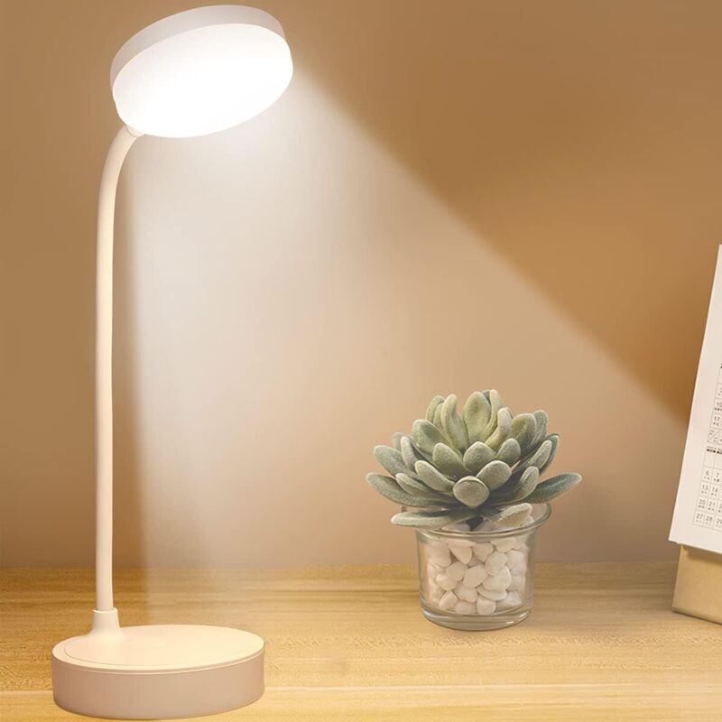 Small USB Rechargeable Desk Lamp, 3 Color Modes, Dimmable Eye Protection, for Studying, Reading and Writing MUMU