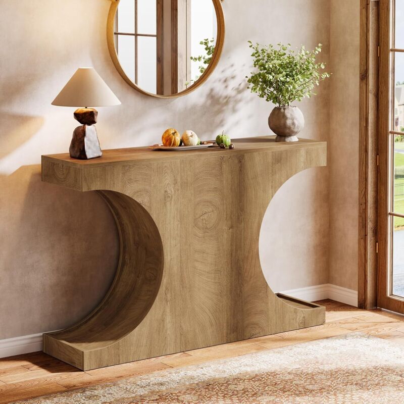 Tribesigns Farmhouse Console Table, 41.3-Inch Rustic Sofa Table with C-Shaped Legs, Industrial Narrow Wooden Entryway Table for Hallway, Living Room,