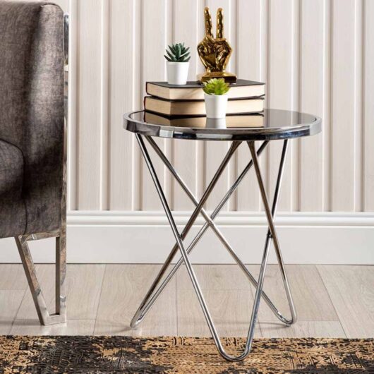 Vanity Living - 50cm Sofa Side Table for Living Room Furniture, End Table with Tempered Glass Top