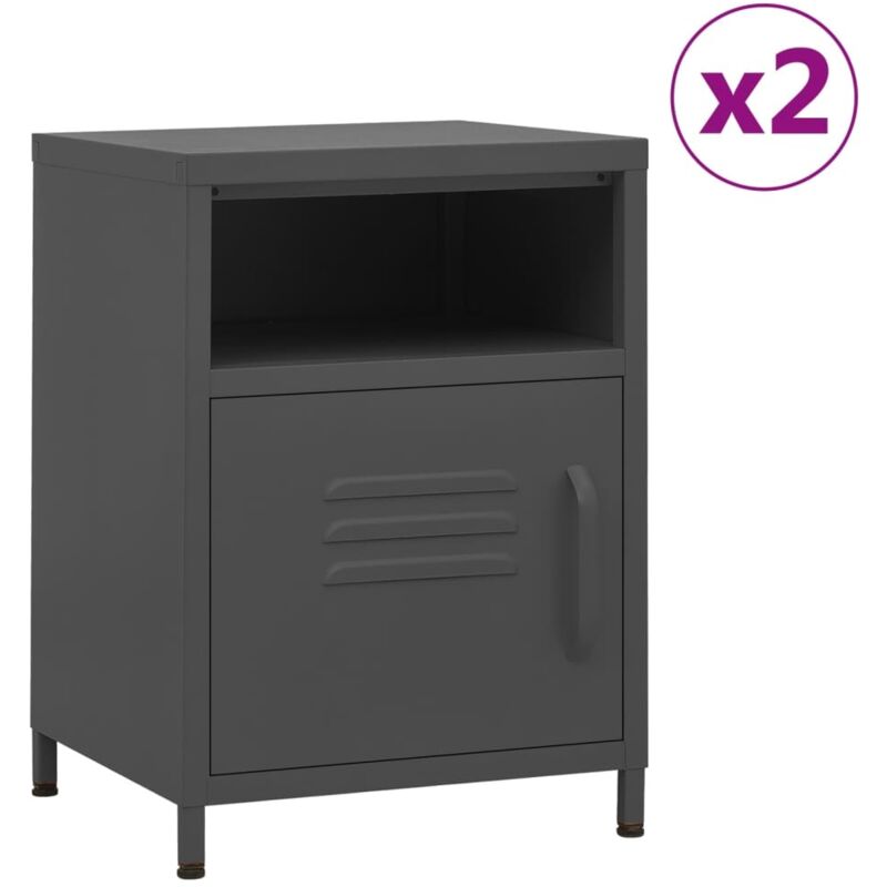 Vidaxl - Nightstands 2 pcs Anthracite 35x35x51 cm Steel