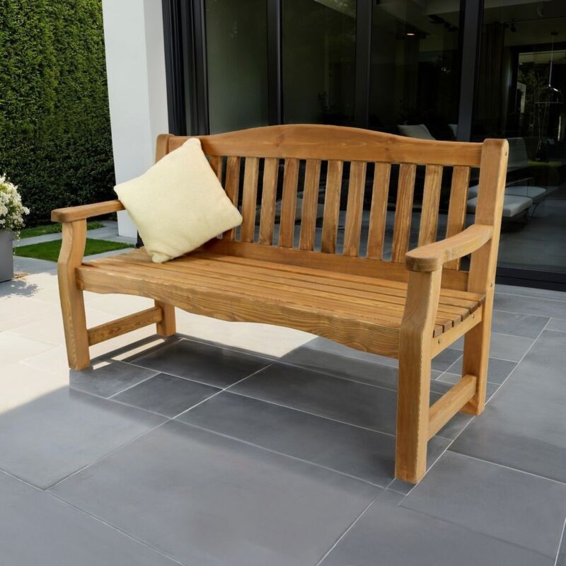 Zest Lara Wooden Garden Park Patio Bench Seat 3 Seater 1.6m