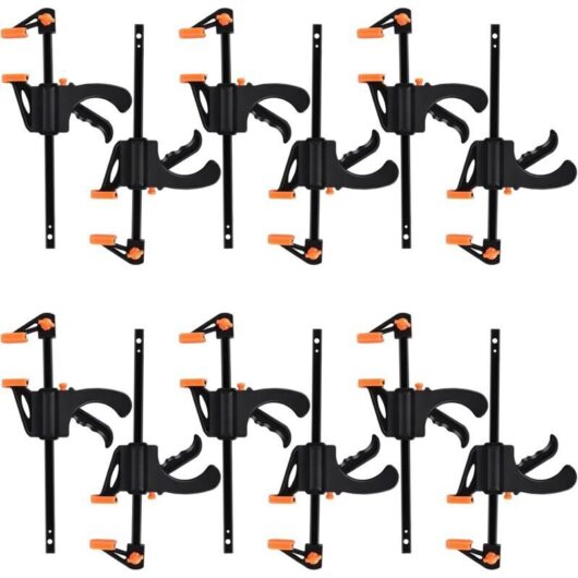 10 Pieces One-Handed Clamps, Ratchet Table Clamps, Quick-Release Ratchet Clamps, Wood Bar Clamps, Plastic Clamps