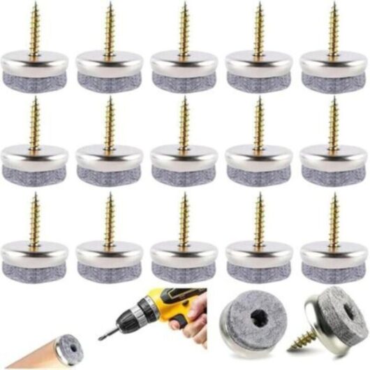 100 Chair Glides, 18mm Round Furniture Pads, Screw-on Felt Pads Nail-on Chair Glides for Floor and Furniture Protection