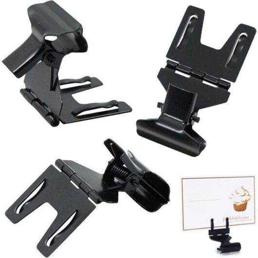 10pcs Black Price Tag Clips with Tag Holder - Metal Label Clips, 5.2 x 2.8cm, Price Tag Holder, Photo Holder, Photo Memo, Wedding Anniversary, Office.