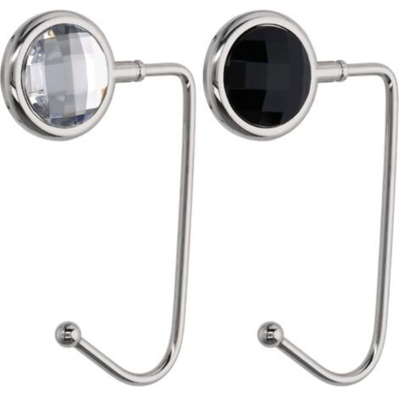 2 Pcs Handbag Hook - Rigid Aluminum Zinc Hook - Bag Holder for Desk Table - Handbag Suspension for Small Items - Black-White-Silver