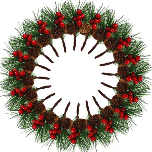 20 Pieces Artificial Christmas Berries, Artificial Pine Branches, Berries Pine Cones Pine Needles, for Garden Christmas Party Table Decorations,