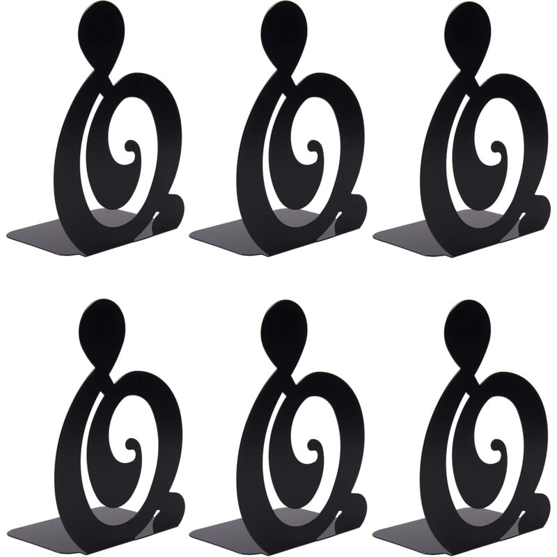 3 Pairs Metal Bookends, Shelf Support Book Stand Book Press Non-Slip Book Holder for Kids Teens Book Organizer for Home Office School Library Black