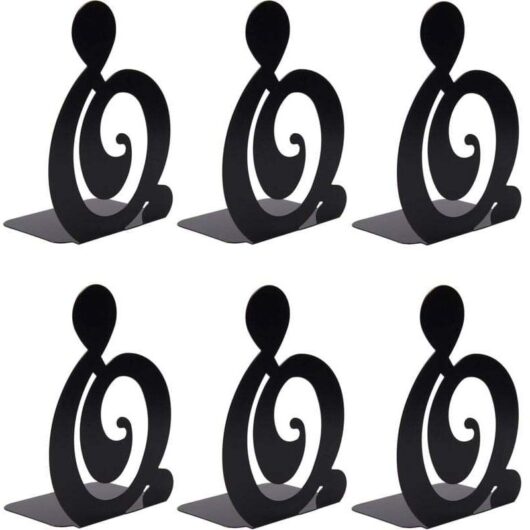 3 Pairs of Metal Bookends, Book Supports, Book Presses, Non-Slip Book Holders for Children and Teens, Book Organizer for Home, Office, School,