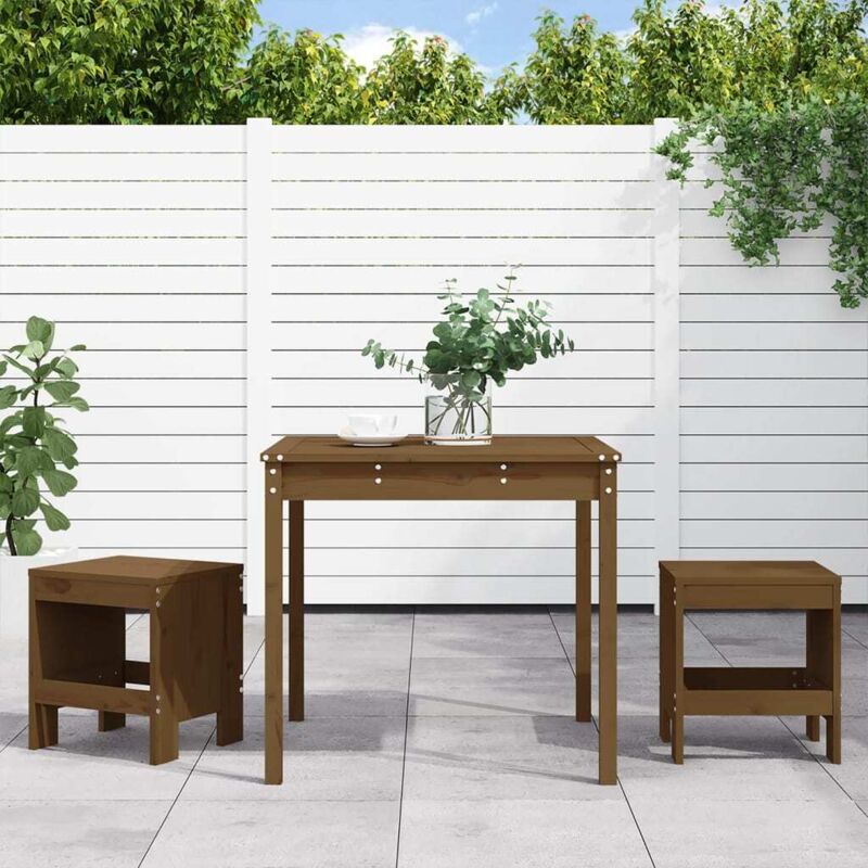3 Piece Garden Bistro Set Honey Brown Solid Wood Pine Vidaxl