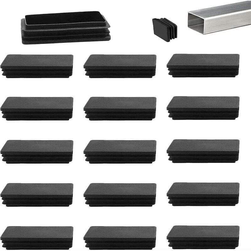 80x40 mm Black Plastic Rectangular Tube End Caps for Furniture and Trampoline Legs, 12 Pieces