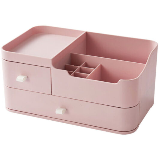 A Pink Makeup Storage Box Organizer Drawer: For Bathroom for Cosmetics Palette - Make Up Organizer Acrylic Lipstick & Skincare Perfume Storage