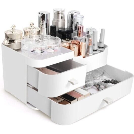 A White Makeup Storage Box Organizer Drawer: For Bathroom for Cosmetics Palette - Make Up Organizer Acrylic Lipstick & Skincare Perfume Storage