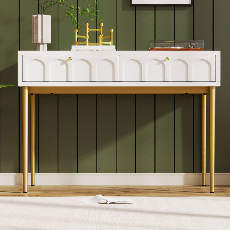Abrihome - Dressing Table With 2 Drawers 76.5 Cm High ,Chest Of Drawers Bedroom Highboard White Sideboard Chest Of Drawers for Bedroom, Cream-White