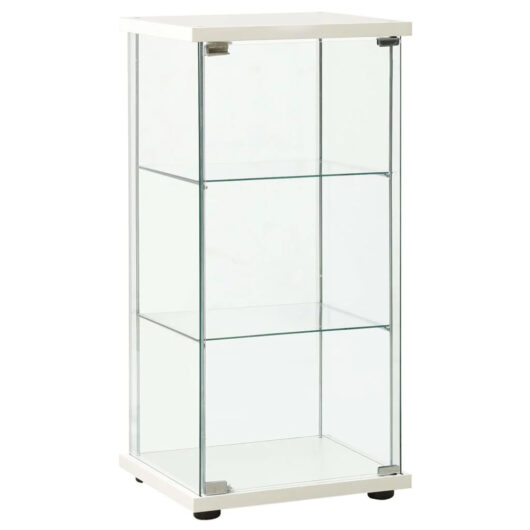 Absecon White Shoe Storage Cabinet With Tempered Glass Frame
