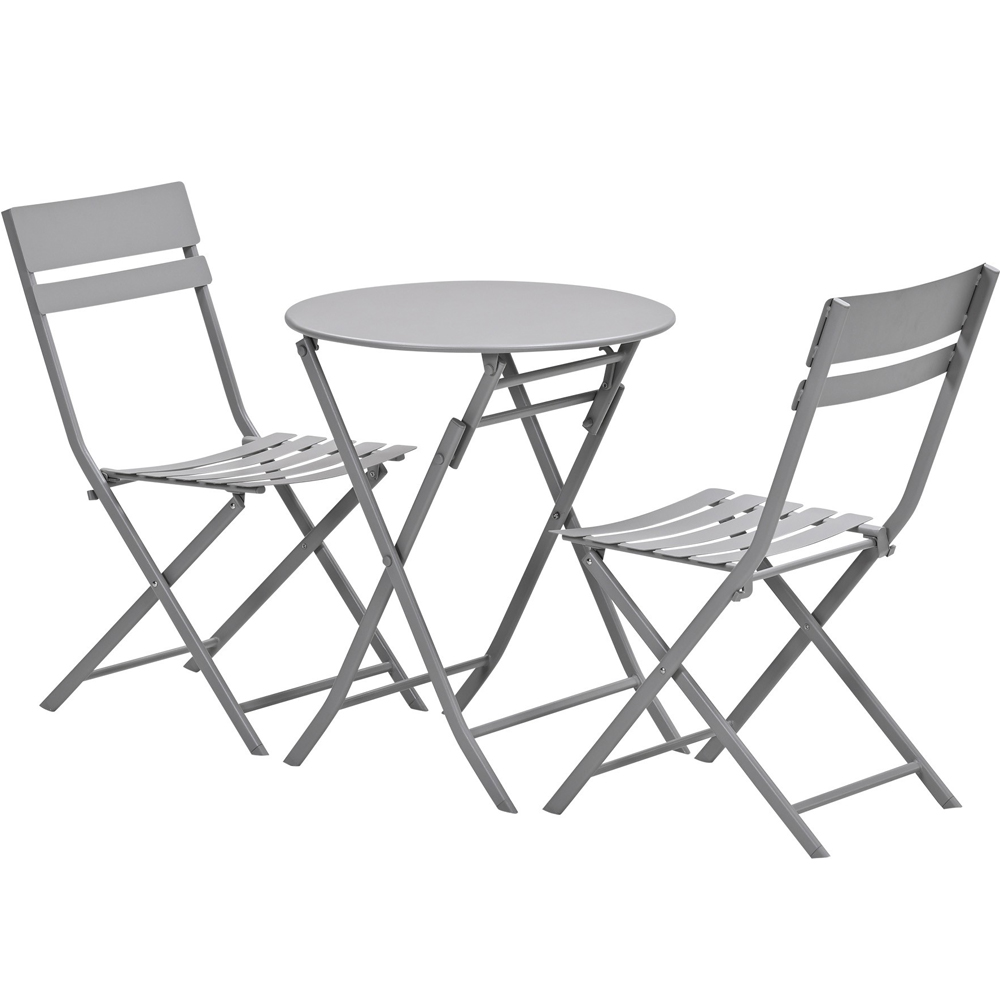Alfira Garden Steel Bistro Table Set In Taupe