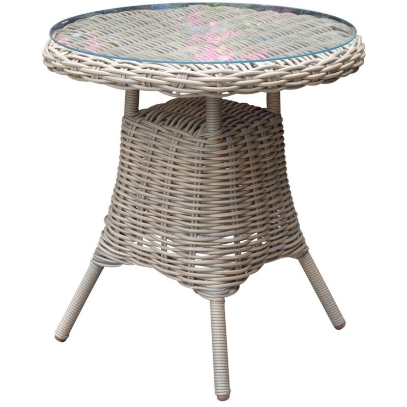 Amalfi Collection Outdoor Bistro Table with Glass Top - Metal/Synthetic Fibre - L70 x W70 x H72 cm