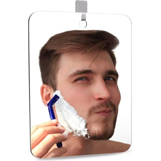 Anti-fog shower mirror, shaving mirror with sticker, small bathroom mirror, adhesive door mirror, large travel and camping mirror with suction cup,