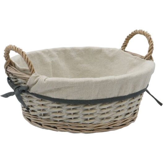 Arianna Round Willow Storage Basket, Grey Wash