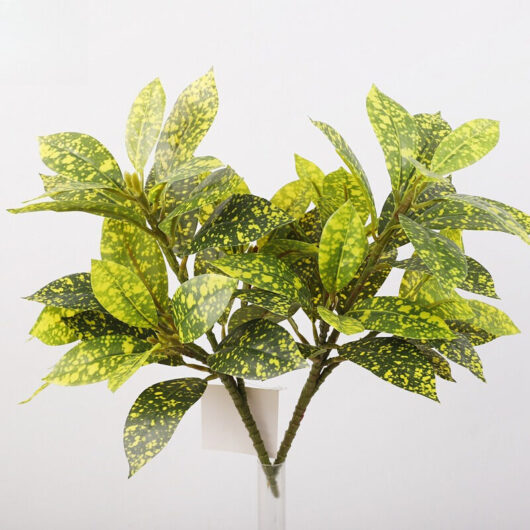 Artificial Croton Plants Outdoor 2 Pack - UV Resistant Garden Decor Yellow Green