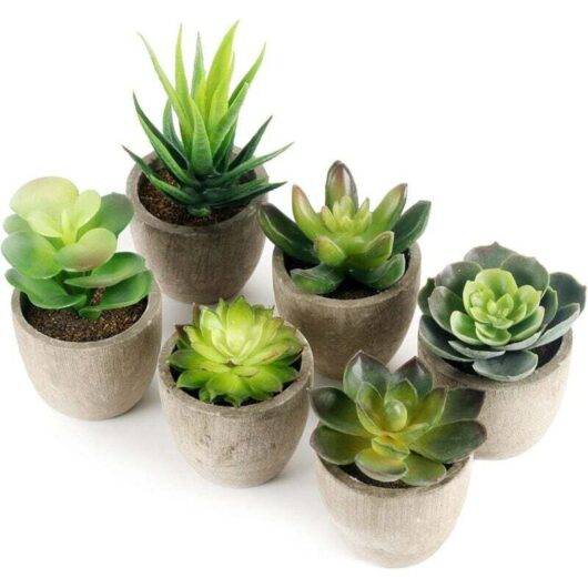 Artificial Houseplants, 6 Pcs Artificial Plants in Grey Pots, Artificial Grass for Wedding Decoration, Outdoor, Office, Table, Garden, Housewarming