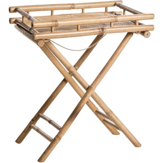 Bathroom Side Table Natural Bamboo Folding Tray Decorative Modern Scandinavian Style MISICUNI